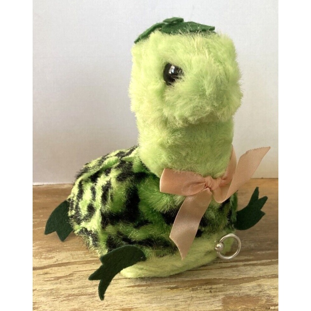 Vintage Bantam stuffed animal plush turtle music box head moves lullaby 1950s